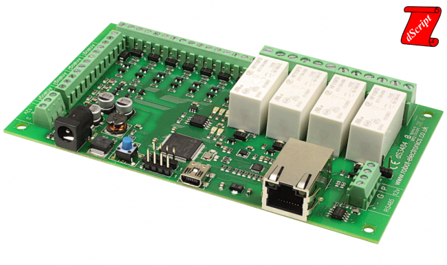 Programmable Ethernet Module with 4 Relays, 8 I/O, 4 Inputs and RS485