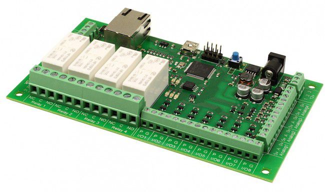 Programmable Ethernet Module with 4 Relays, 8 I/O, 4 Inputs and RS485